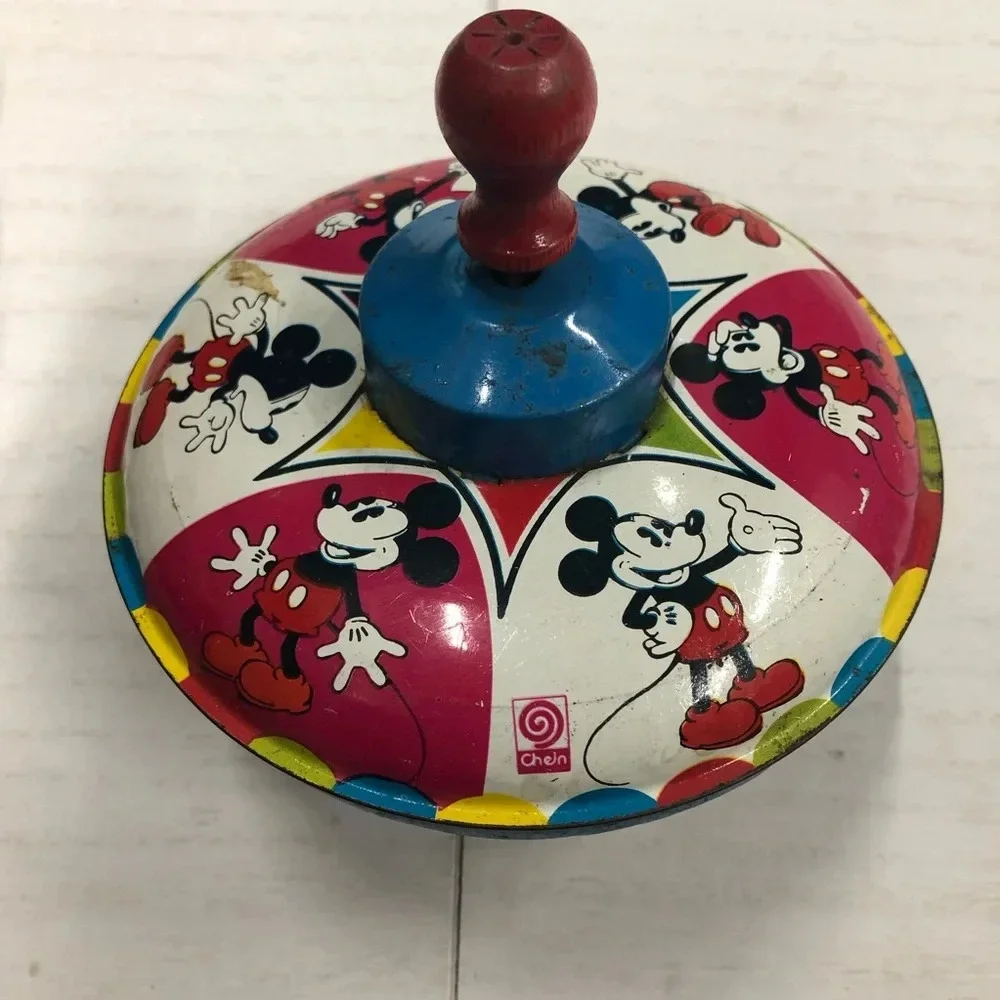 Vintage 1975 Chein Mickey Mouse Spinning Tin Top Walt Disney‎ Productions